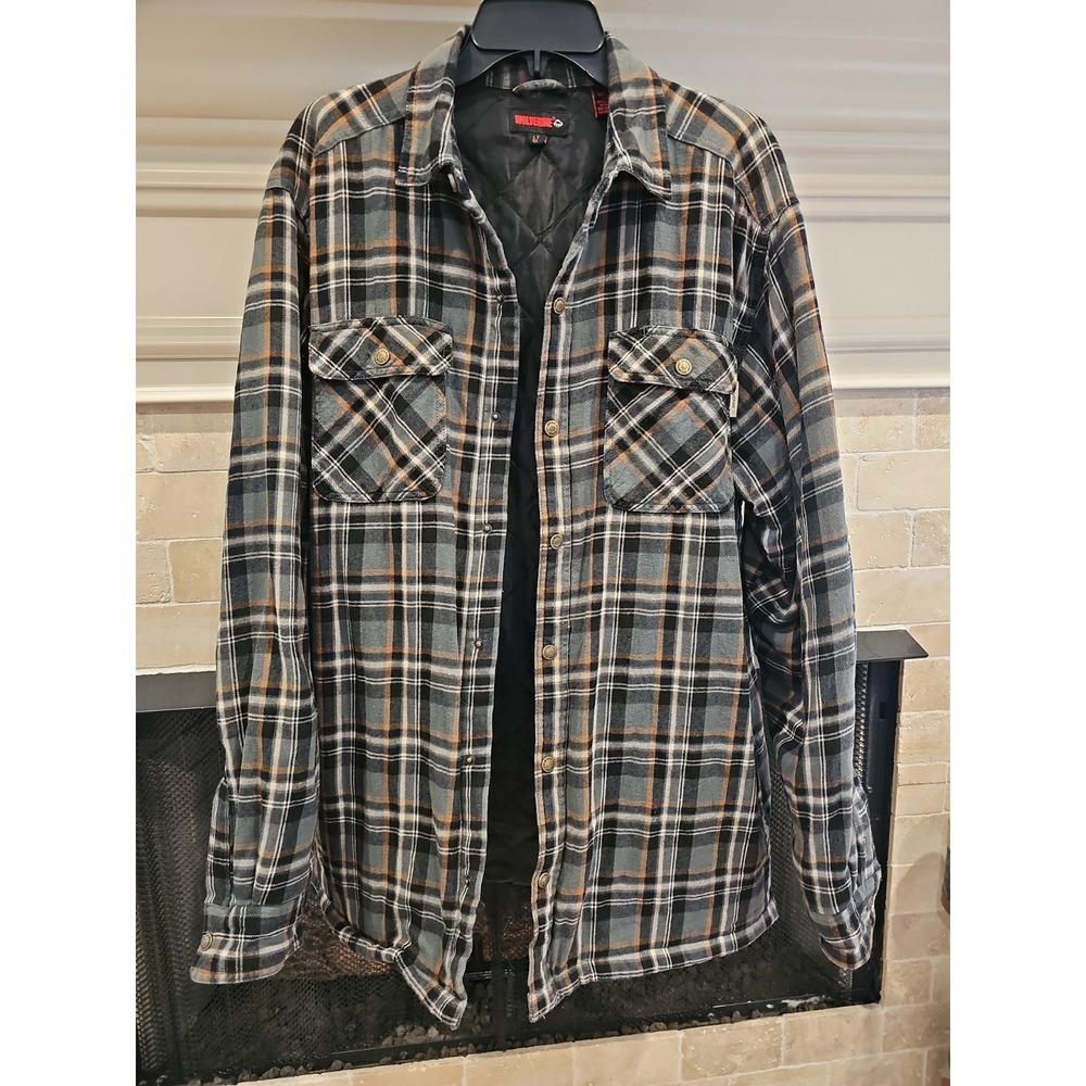 Wolverine Mens Flannel Insulated Shacket Size Large Tall Green Plaid